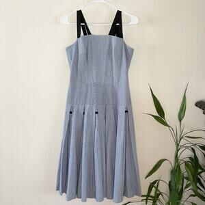 Olympia Le Tan Queen Mary Sundress Womens US 8 Navy White Stripe Nautical Retro